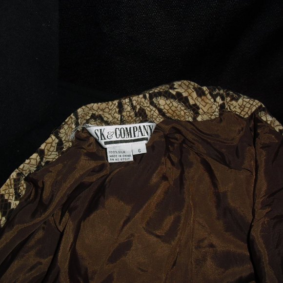 SK & Co.,pure silk,snakeskin,border print,wrap mini skirt,sz 6,UNIQUE - Picture 3 of 6
